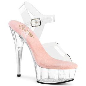 DELIGHT-608 Rose Gold & Clear Ankle Peep Toe High Heel