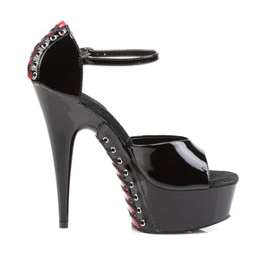 DELIGHT-660FH Black & Red Ankle Peep Toe High Heel