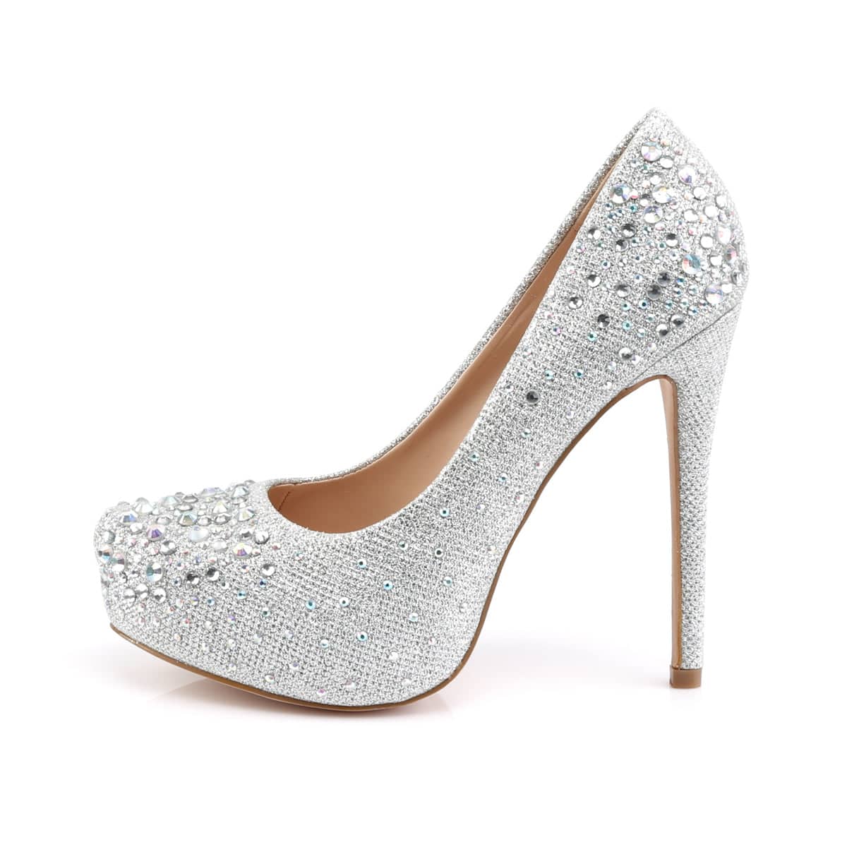 DESTINY-06R Silver Rhinestone Heels