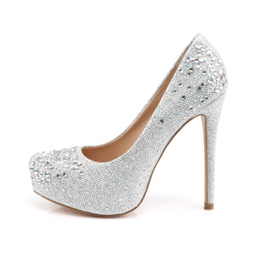 DESTINY-06R Silver Rhinestone Heels