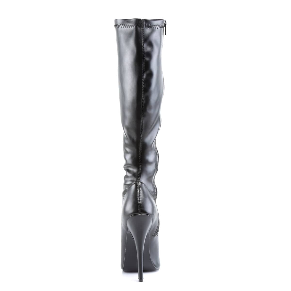 DOMINA-2000 Faux Leather Black Stiletto Knee High Boots