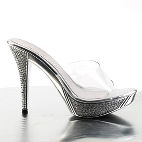 ELEGANT-401 Silver & Clear Slide High Heel