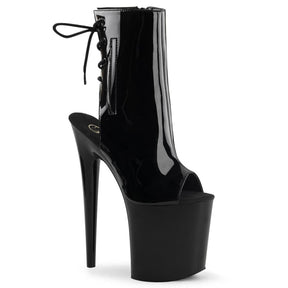 FLAMINGO-1018 Black Patent Cut Out Heel Boots