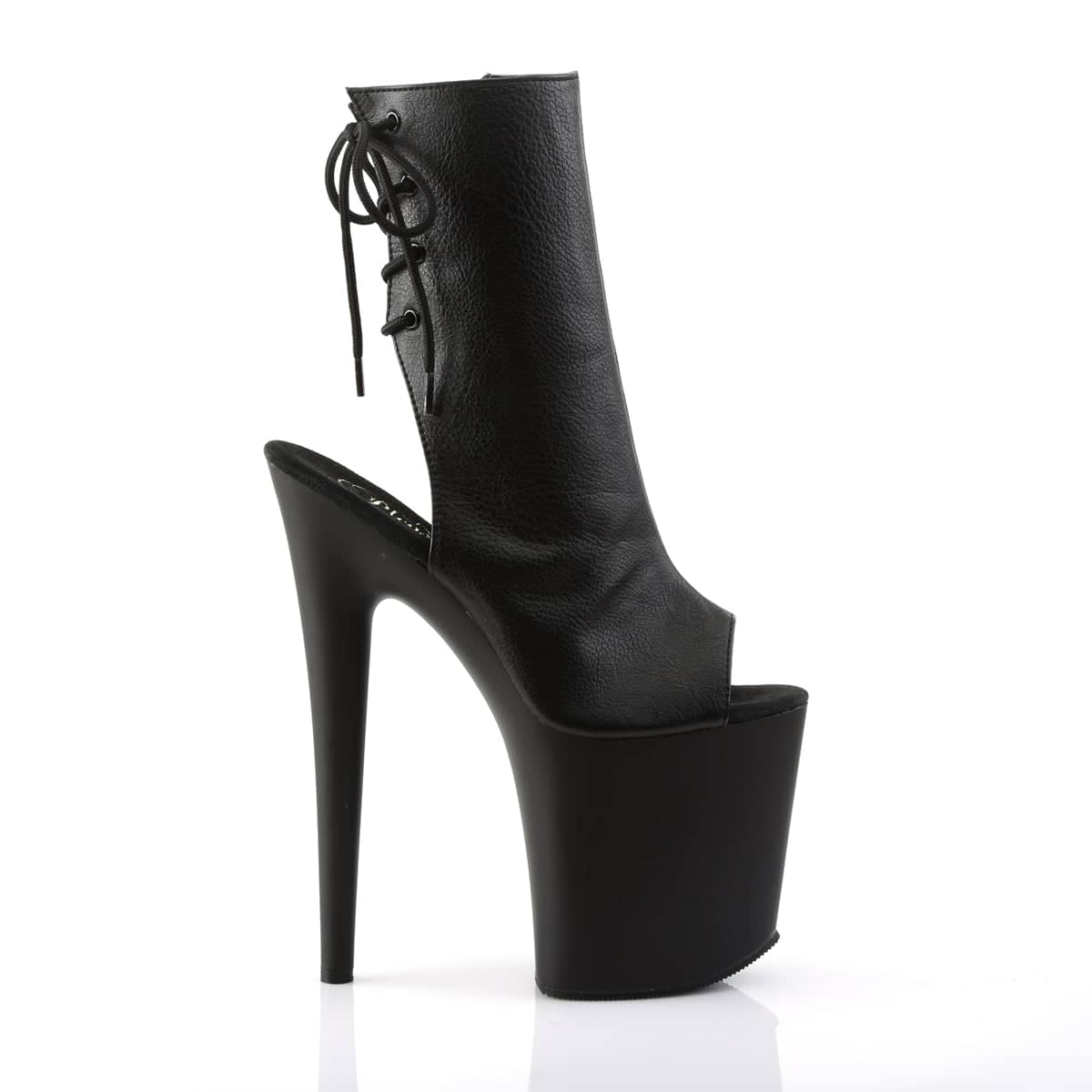 FLAMINGO-1018 Black Leather Cut Out Heel Boots