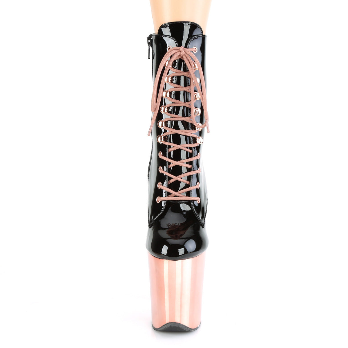 FLAMINGO-1020 Patent Black & Rose Gold Calf High Boots Black & Rose Gold Multi view 5