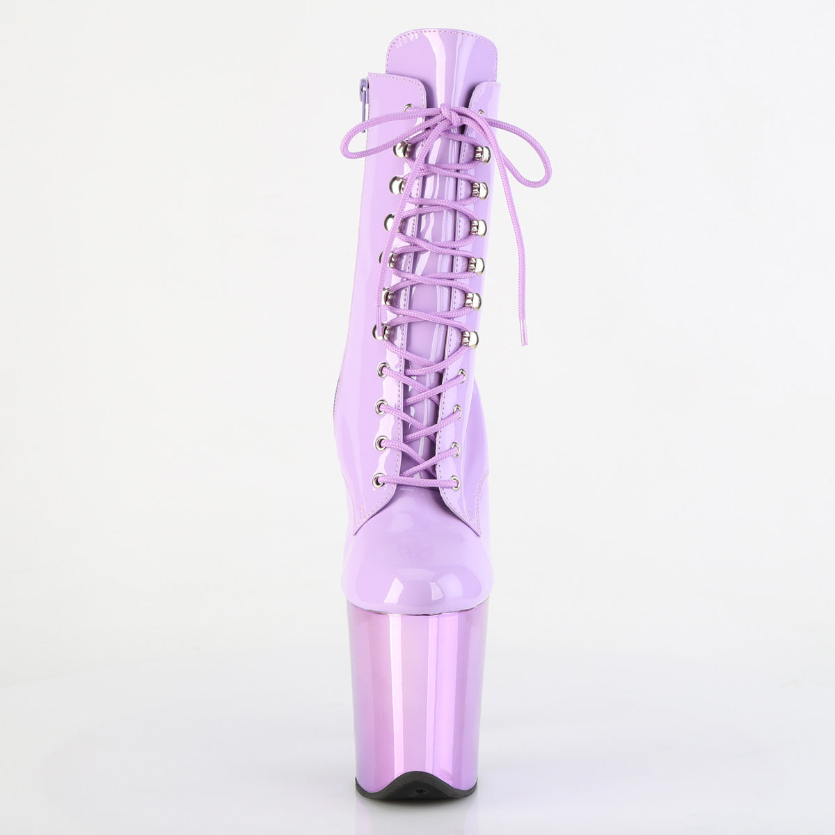 FLAMINGO-1020 Purple Chrome Platform Ankle Boots