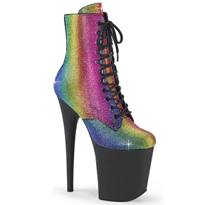 FLAMINGO-1020RS Black & Multi Colour Calf High Boots