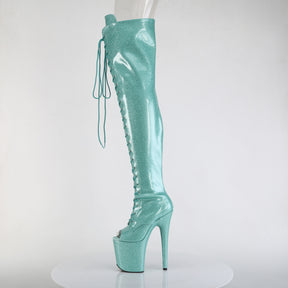 FLAMINGO-3021GP Peep Toe Lace-Up Thigh Boot Green Multi view 4