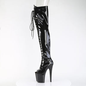 FLAMINGO-3021GP Peep Toe Lace-Up Thigh Boot Black Multi view 4