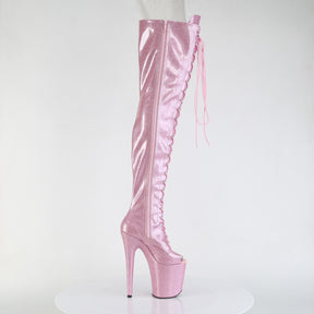 FLAMINGO-3021GP Peep Toe Lace-Up Thigh Boot Pink Multi view 2