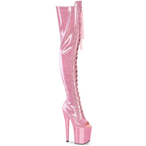 FLAMINGO-3021GP Peep Toe Lace-Up Thigh Boot