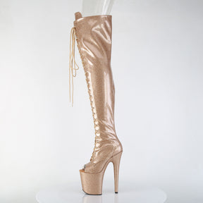 FLAMINGO-3021GP Peep Toe Lace-Up Thigh Boot Gold Multi view 4