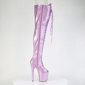 FLAMINGO-3021GP Peep Toe Lace-Up Thigh Boot Purple Multi view 2