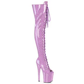 FLAMINGO-3021GP Peep Toe Lace-Up Thigh Boot