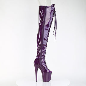 FLAMINGO-3021GP Peep Toe Lace-Up Thigh Boot Purple Multi view 2