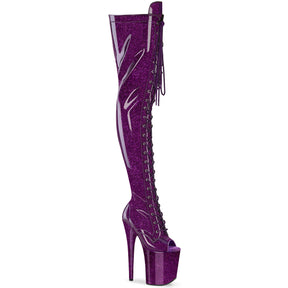 FLAMINGO-3021GP Peep Toe Lace-Up Thigh Boot