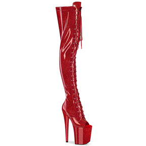 FLAMINGO-3021GP Peep Toe Lace-Up Thigh Boot