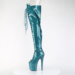 FLAMINGO-3021GP Peep Toe Lace-Up Thigh Boot Green Multi view 4