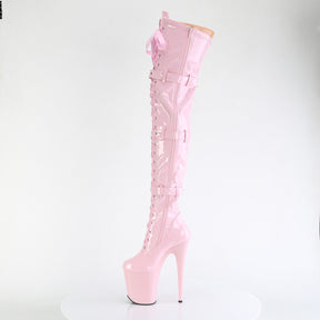 FLAMINGO-3028 Black Patent Thigh High Boots Pink Multi view 4