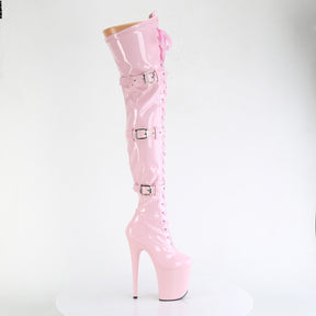 FLAMINGO-3028 Black Patent Thigh High Boots Pink Multi view 2