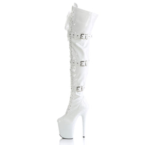 FLAMINGO-3028 Black Patent Thigh High Boots White Multi view 4