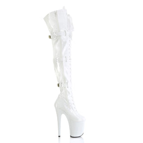 FLAMINGO-3028 Black Patent Thigh High Boots White Multi view 2