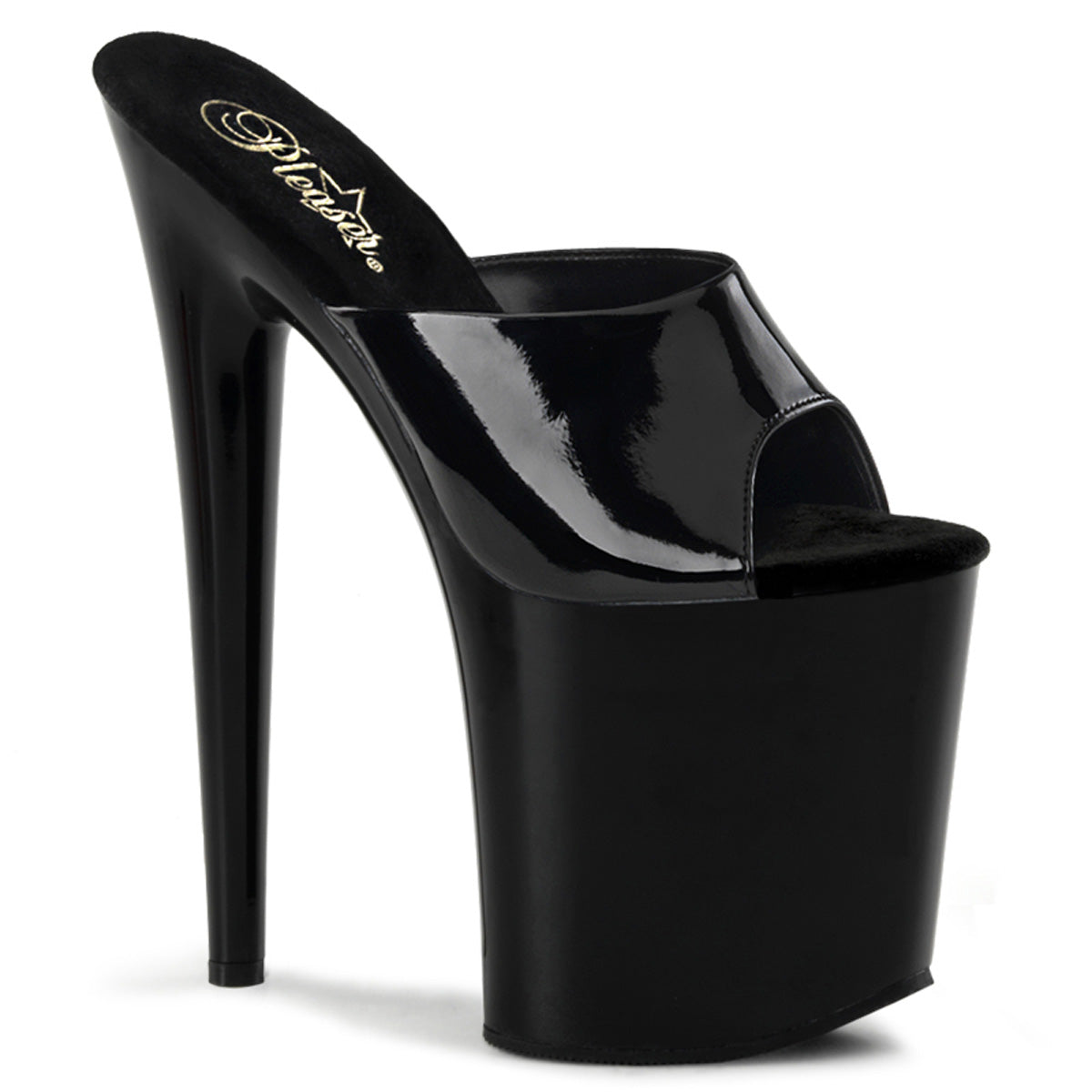 FLAMINGO-801 Black & Clear Peep Toe High Heel