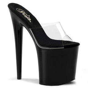 FLAMINGO-801 Black & Clear Peep Toe High Heel