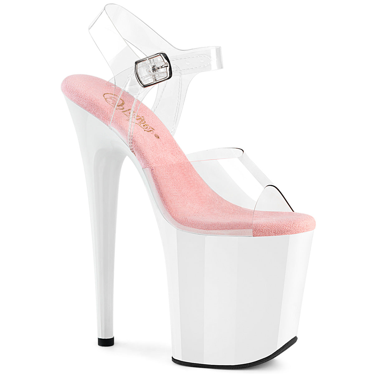 FLAMINGO-808 White & Clear with pink sole Platform Heels