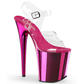 FLAMINGO-808 Pink Ankle Peep Toe High Heel