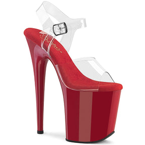 FLAMINGO-808 Red & Clear Platform Sandals