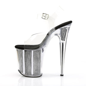 FLAMINGO-808SRS Silver & Clear Ankle Peep Toe High Heel