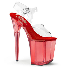 FLAMINGO-808T Clear & Pink Ankle Peep Toe High Heel