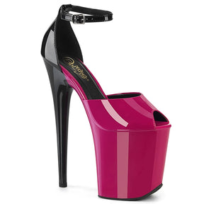 FLAMINGO-868 Black & Red Ankle Peep Toe High Heel