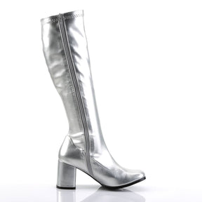 GOGO-300 Silver Knee High Boots