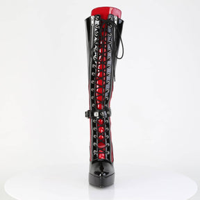 INDULGE-2028 Red & Black Fridge Knee High Boots