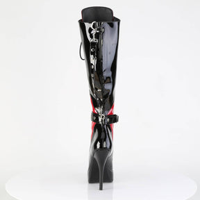 INDULGE-2028 Red & Black Fridge Knee High Boots