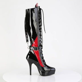 INDULGE-2028 Red & Black Fridge Knee High Boots