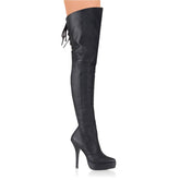 INDULGE-3011 Black Stiletto Thigh High Boots