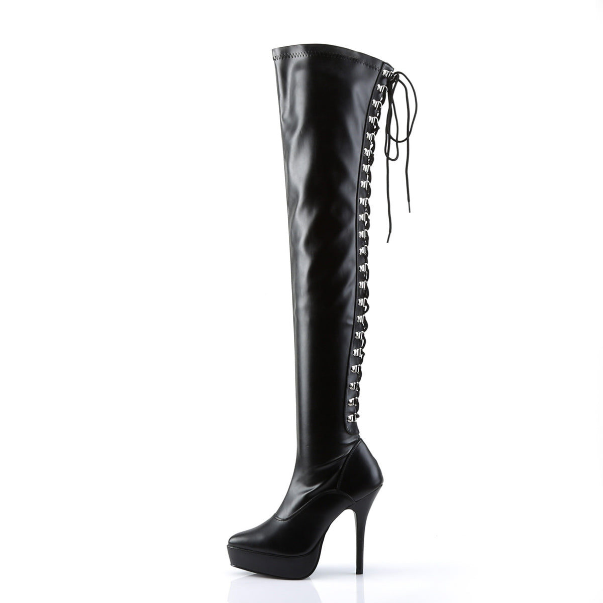 INDULGE-3063 Black Matte Thigh High Boots Black Multi view 4