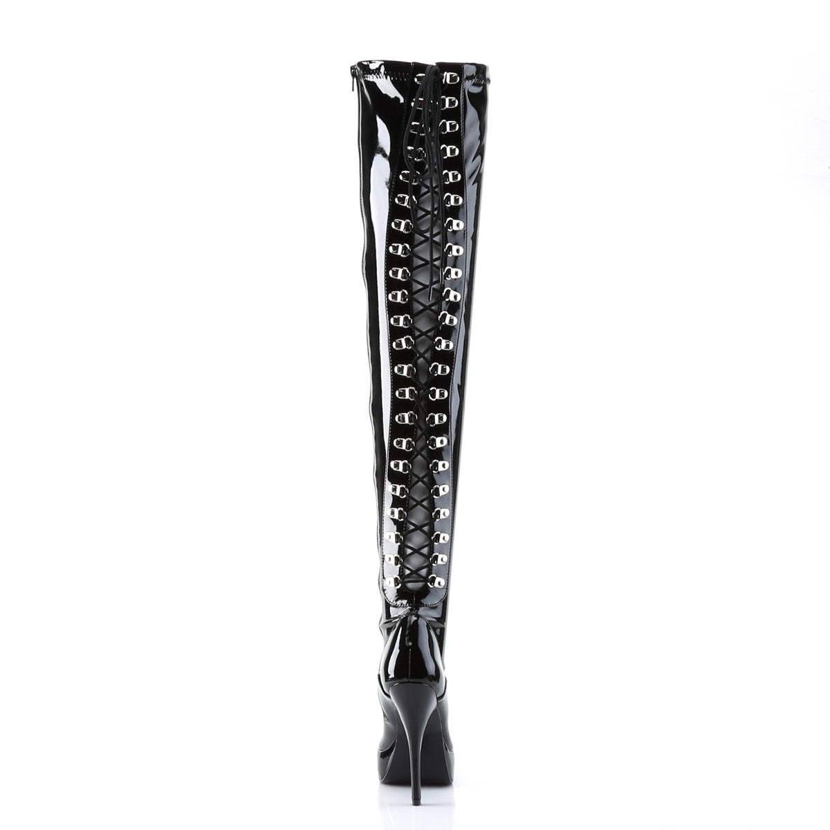 INDULGE-3063 Black Patent Thigh High Boots Black Multi view 3