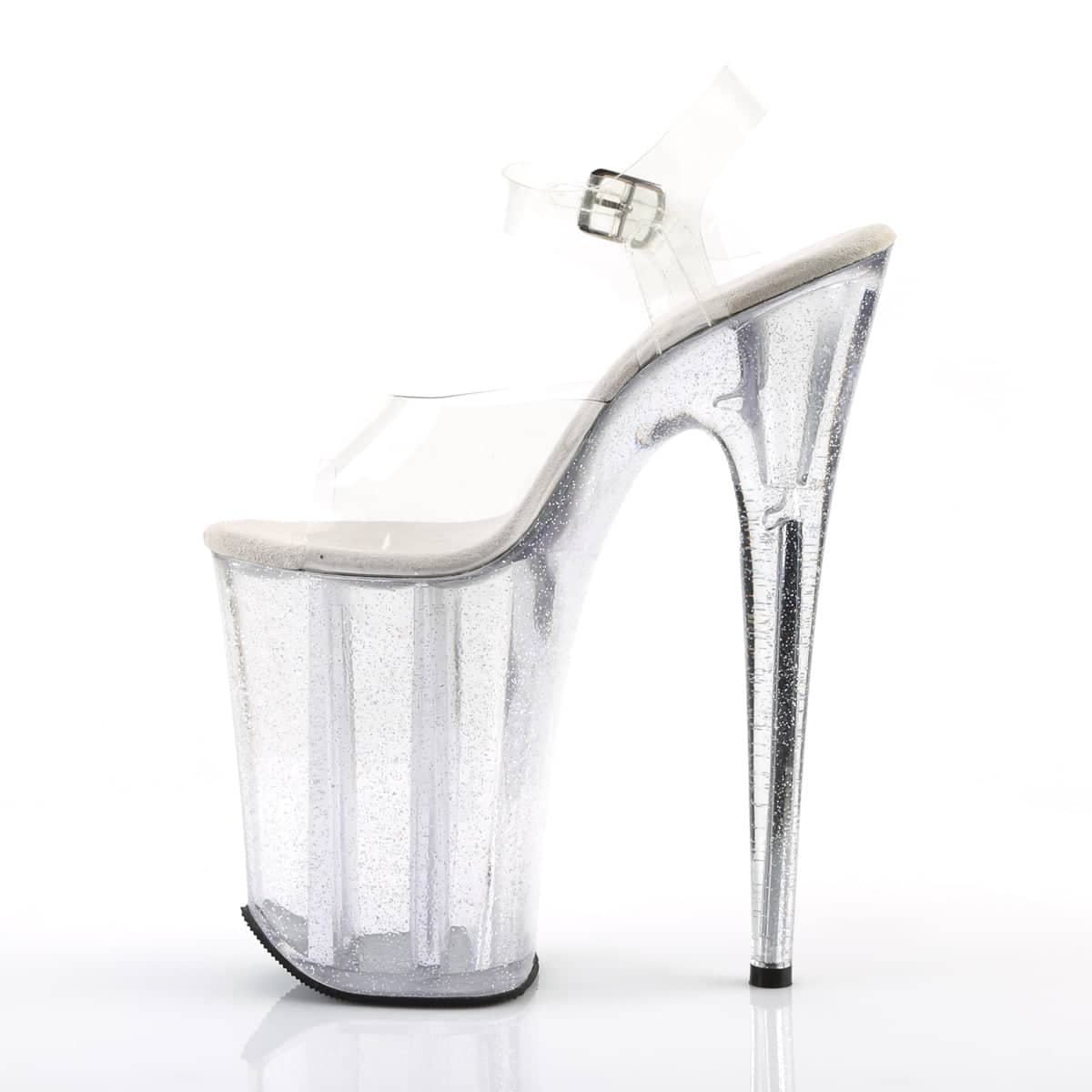 INFINITY-908MG Clear & White Ankle Peep Toe High Heel