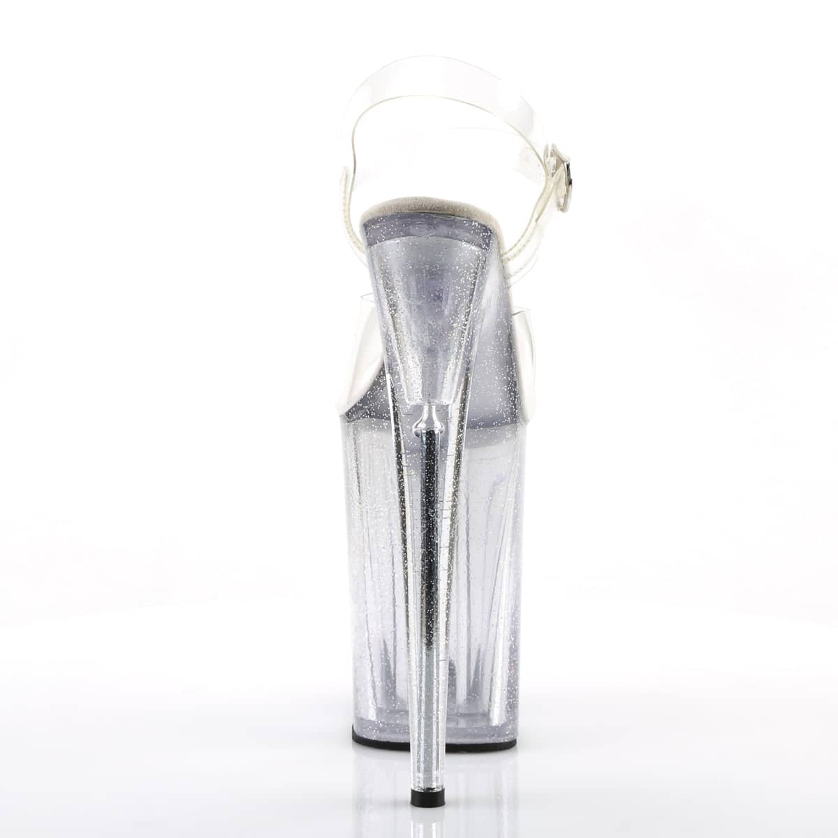 INFINITY-908MG Clear & White Ankle Peep Toe High Heel