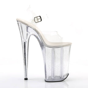 INFINITY-908MG Clear & White Ankle Peep Toe High Heel