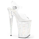 INFINITY-908MG Clear & White Ankle Peep Toe High Heel