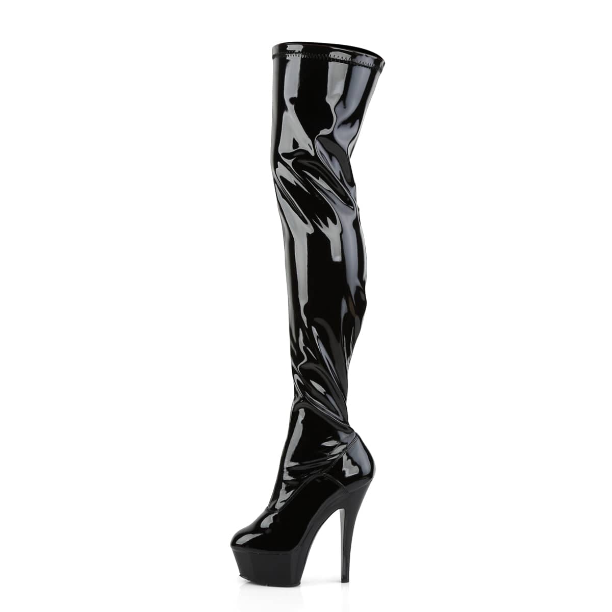 KISS-3000 Black Patent Thigh High Boots