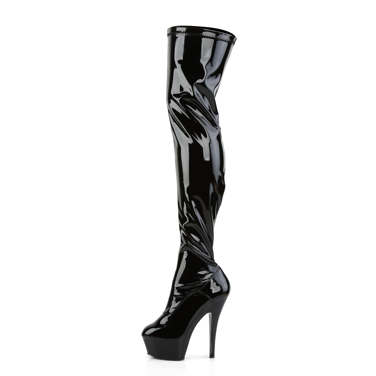 KISS-3000 Black Patent Thigh High Boots Black Multi view 4