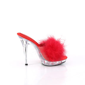 LIP-101-8 Black & Clear Fluffy Peep Toe High Heel Red Multi view 2