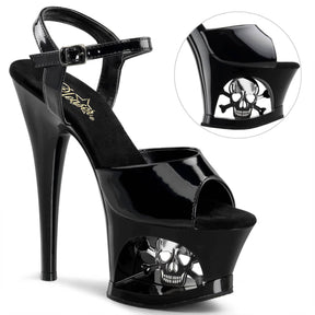 MOON-709SK Black Ankle Peep Toe High Heel