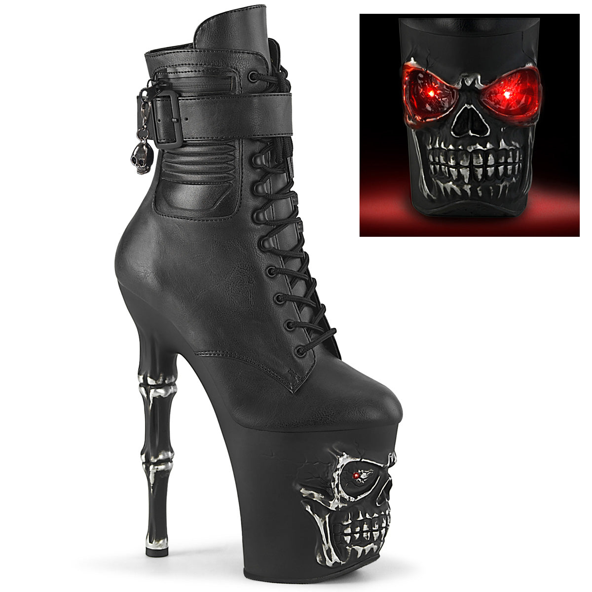 RAPTURE-1020STR-LT Black & Red Calf High Boots